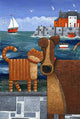 Pets By The Sea Poster Print by Peter Adderley featuring vibrant colors and whimsical design.