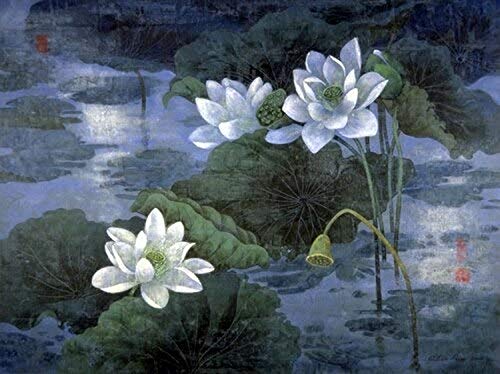 Moon Light Blue Poster Print by Ailian Price - serene blue tones