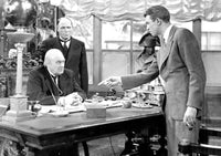 It's A Wonderful Life photo poster print featuring James Stewart, Lionel Barrymore, and Frank Hagney.