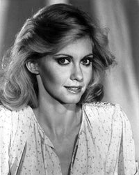Portrait photo print of Olivia Newton John, capturing her beauty and elegance.