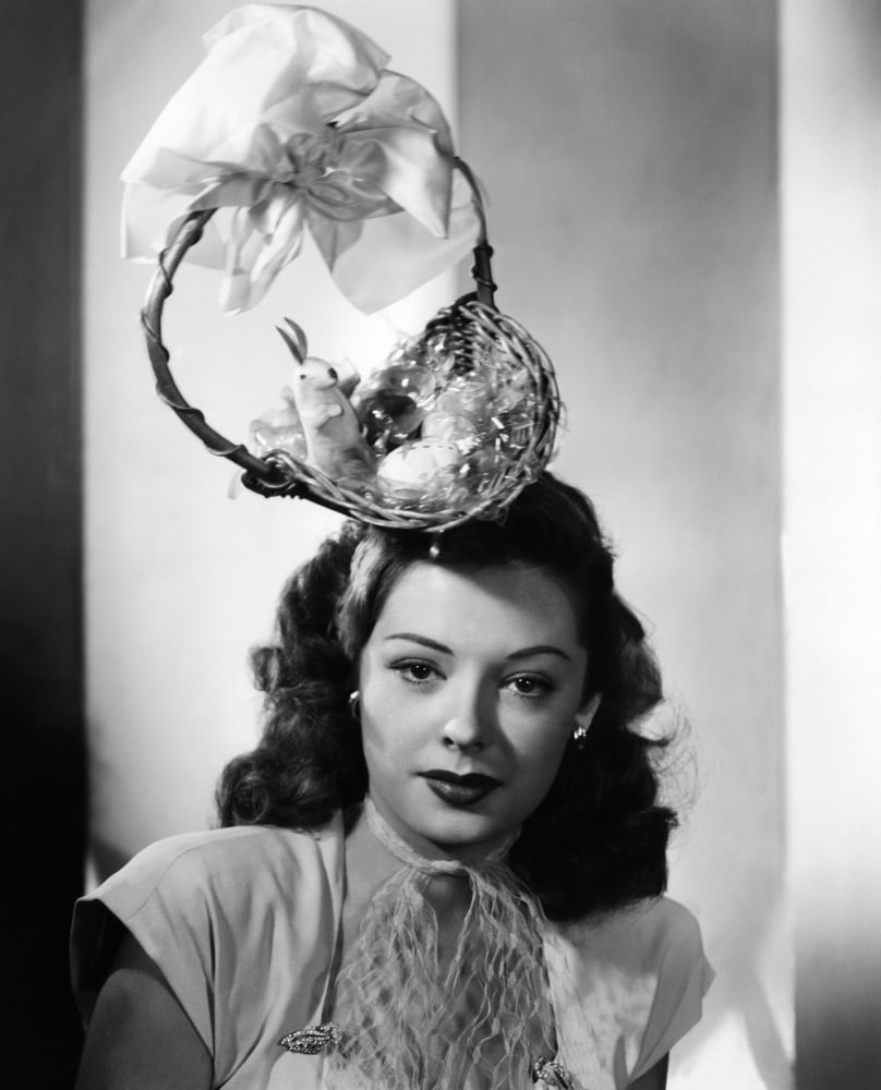 Jane Greer modeling an Easter bonnet in 1947 photo print.