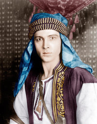 1921 photo print of Rudolph Valentino in The Sheik, vintage cinema art