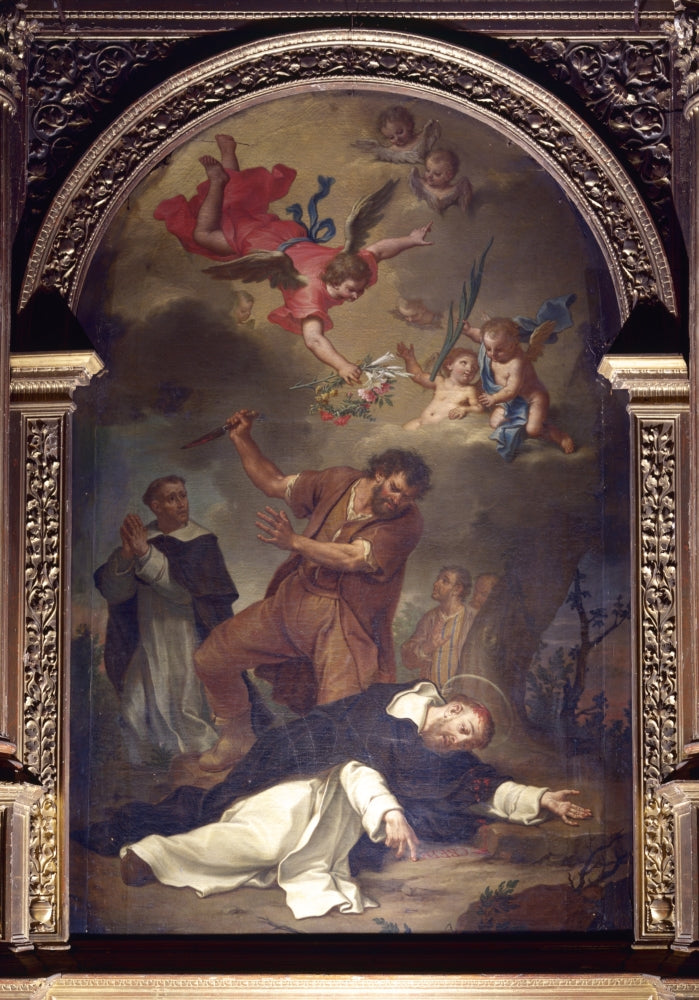 Martyrdom of St. Peter of Verona Poster Print displayed in a stylish setting.