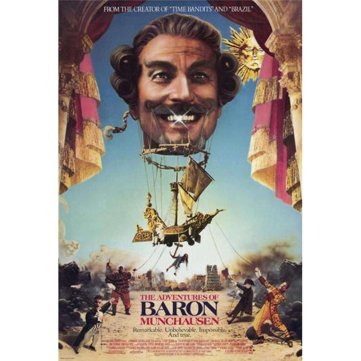 The Adventures of Baron Munchausen movie poster print in vibrant colors.