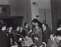 Classic film icons photo print featuring Orson Welles, James Stewart, and other Hollywood legends.