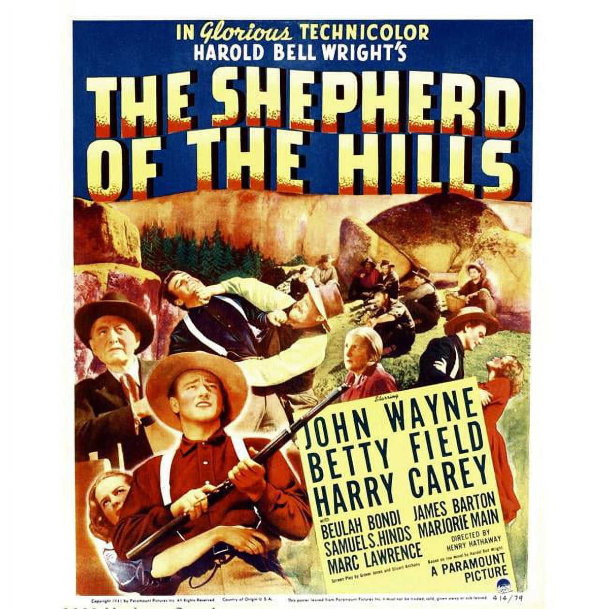 The Shepherd Of The Hills 1941 movie poster print featuring John Wayne and Harry Carey.