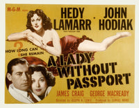 A Lady Without a Passport movie poster print featuring John Hodiak and Hedy Lamarr.
