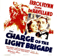 The Charge of The Light Brigade 1936 movie poster featuring Olivia De Havilland and Errol Flynn.