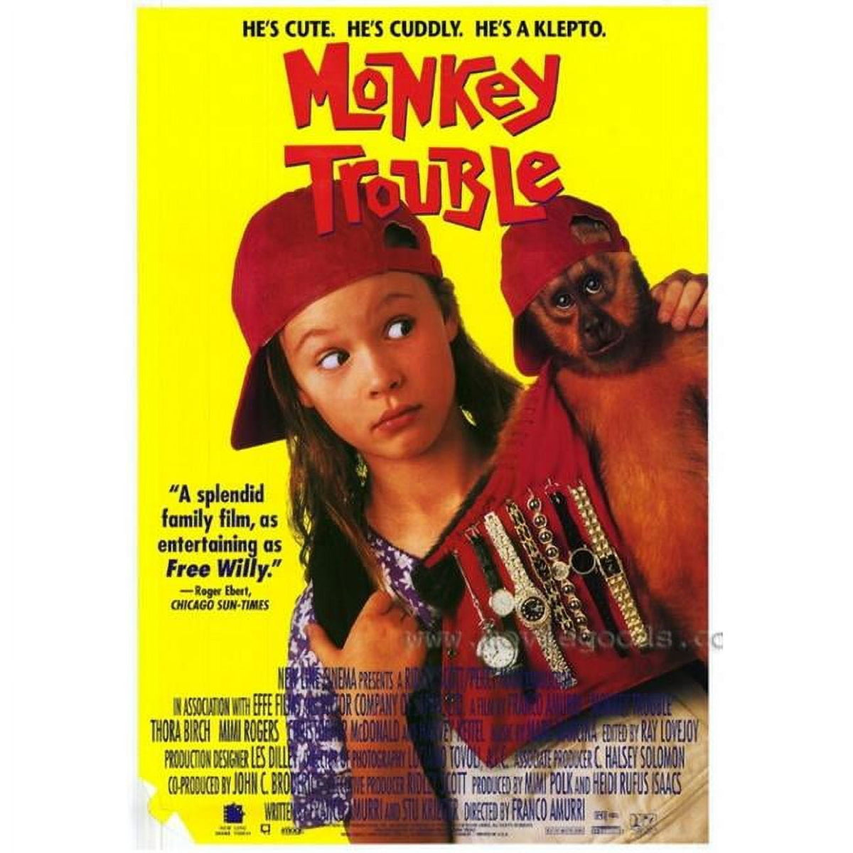 Monkey Trouble Movie Poster 11x17 print featuring a playful monkey.