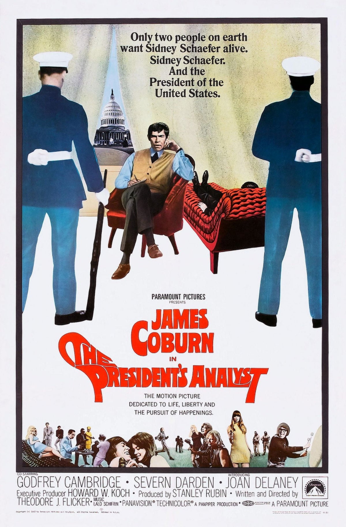 The President's Analyst movie poster featuring James Coburn, 1967.