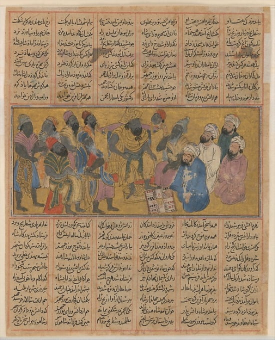 Buzurjmihr Explains the Game of Backgammon to the Raja of Hind Folio Print