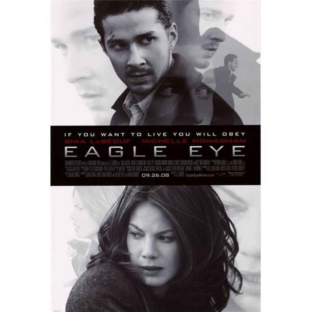 Eagle Eye Movie Poster Print featuring suspenseful imagery, 27x40 inches