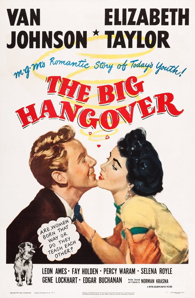 The Big Hangover movie poster print featuring Van Johnson and Elizabeth Taylor (11x17).