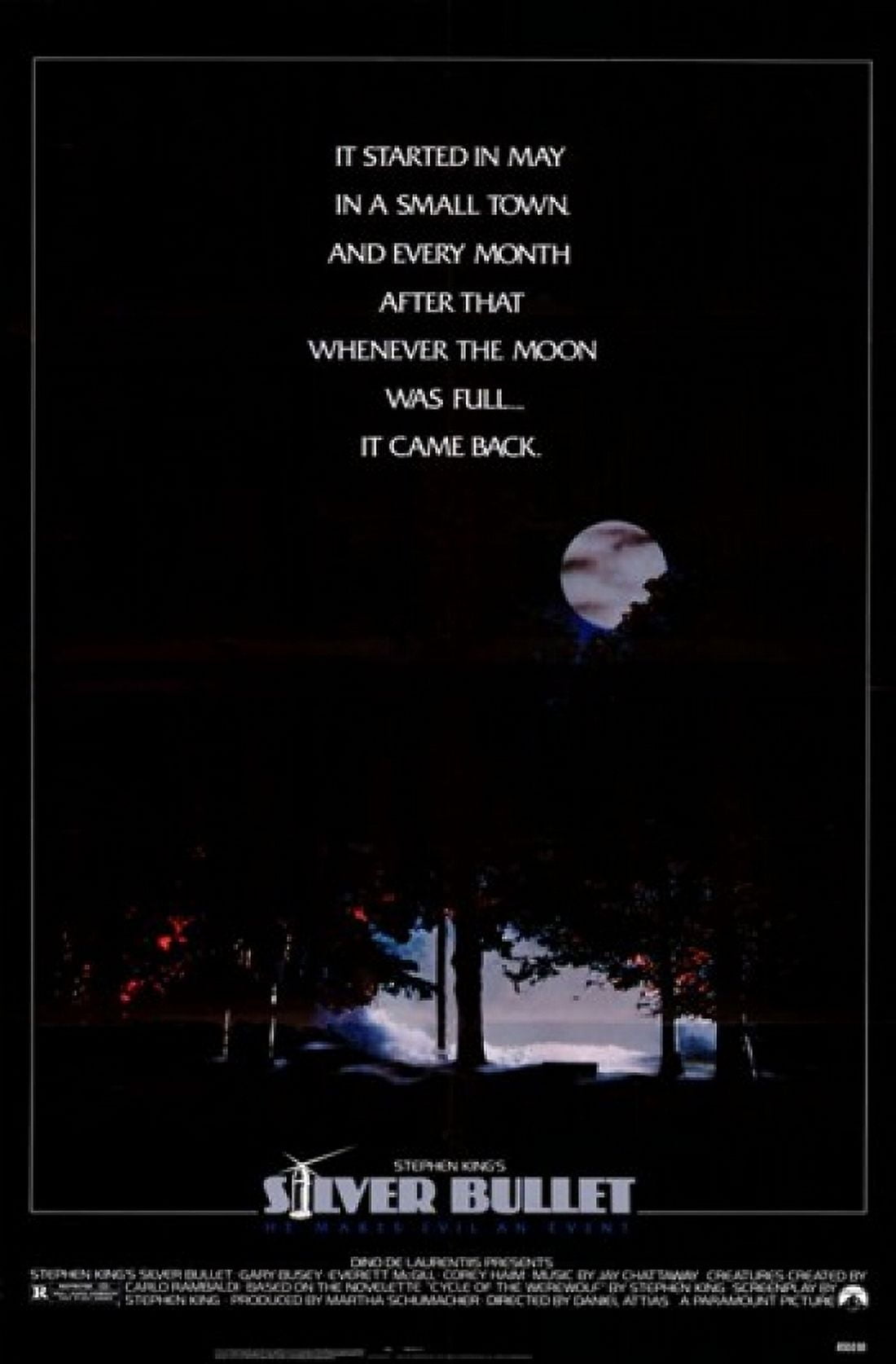 Silver Bullet Movie Poster - 11x17 inch print featuring horror film art.