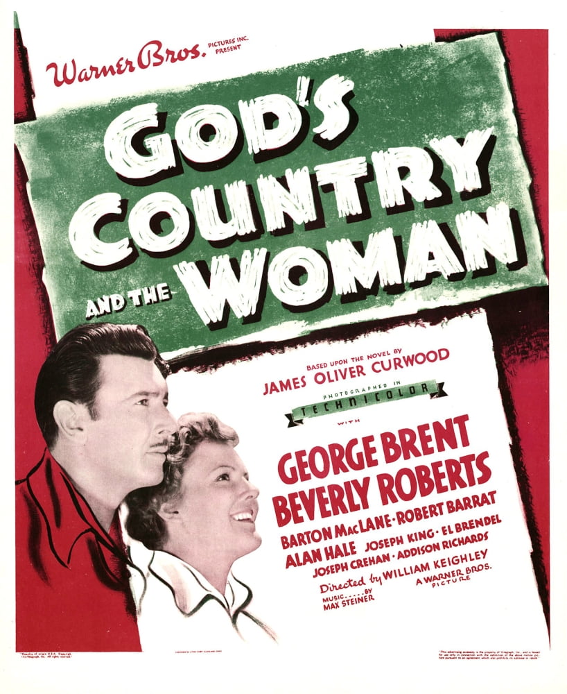 God's Country and the Woman 1937 movie poster print featuring George Brent and Beverly Roberts.