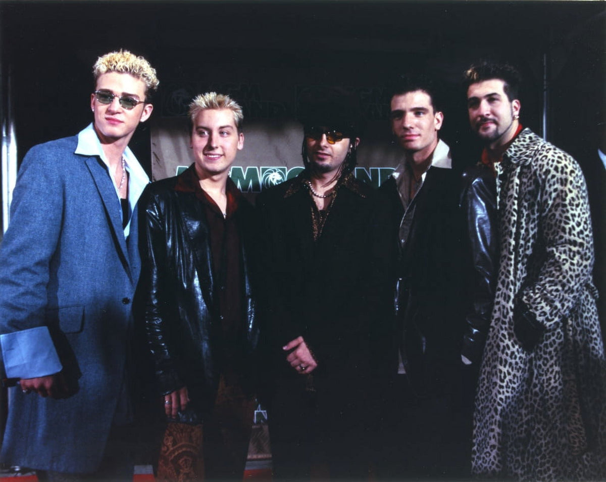 NSYNC group photo print featuring the band in stylish coats.