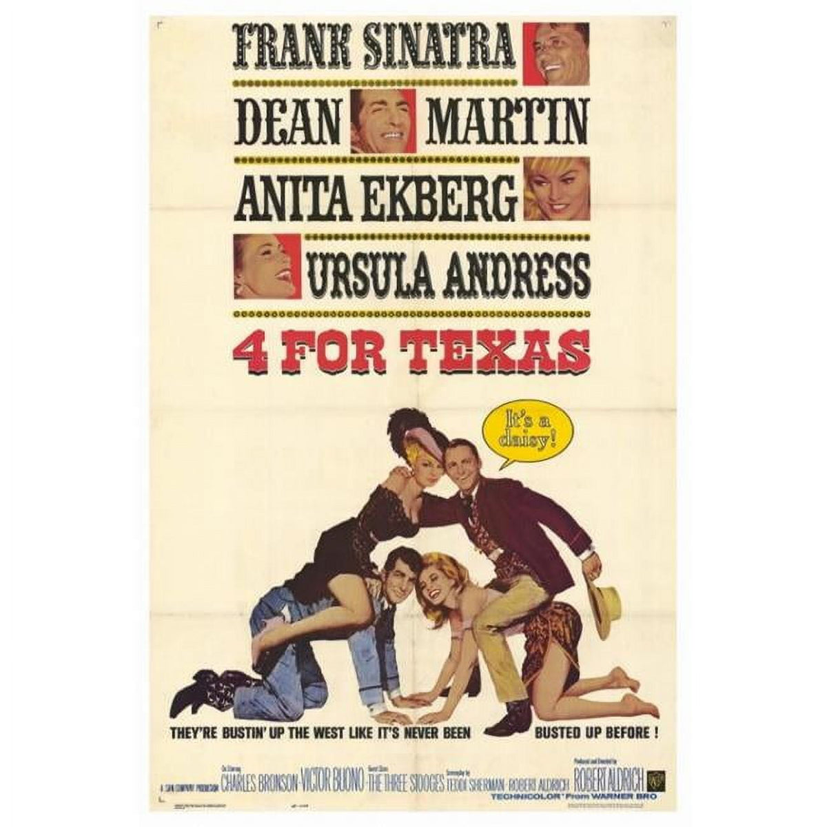 Four for Texas Movie Poster Print - 27x40 size showcasing classic film art.