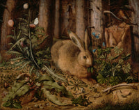 A Hare In The Forest poster print featuring a serene hare in a natural setting.