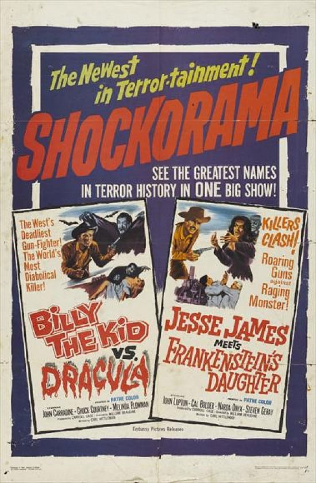 Billy the Kid vs Dracula movie poster, 27x40 size.