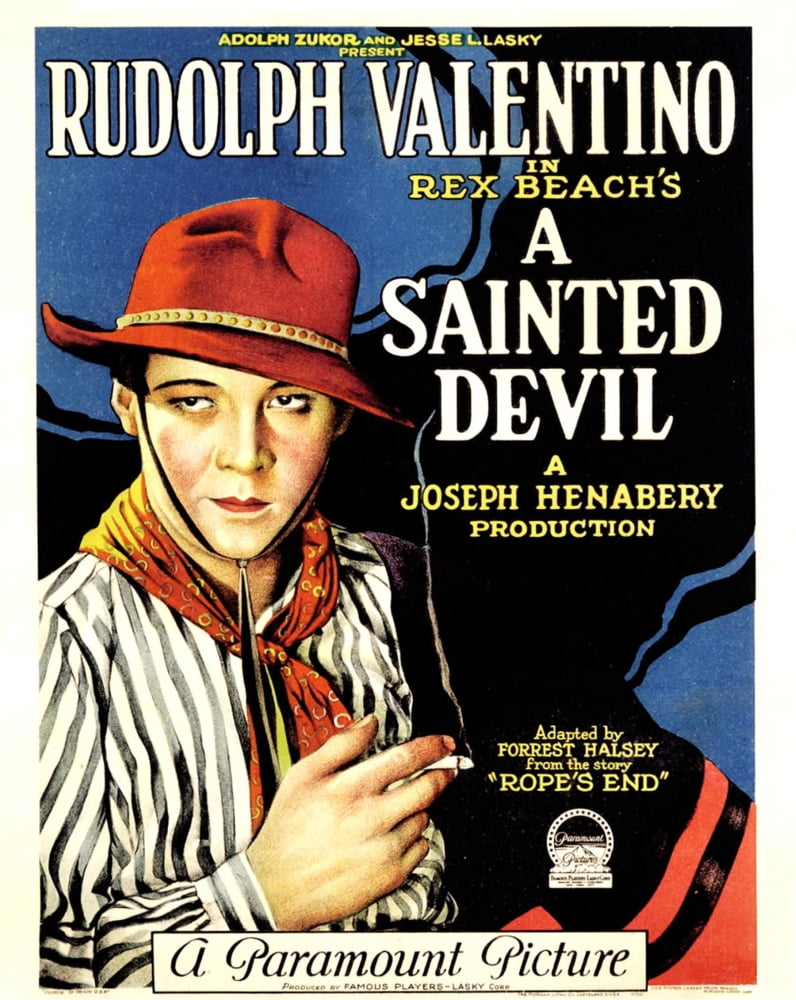 A Sainted Devil 1924 movie poster featuring Rudolph Valentino in Gaucho.