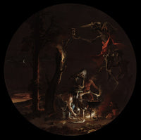 Scenes of Witchcraft Evening art print by Salvator Rosa, mystical artwork, available in multiple sizes.
