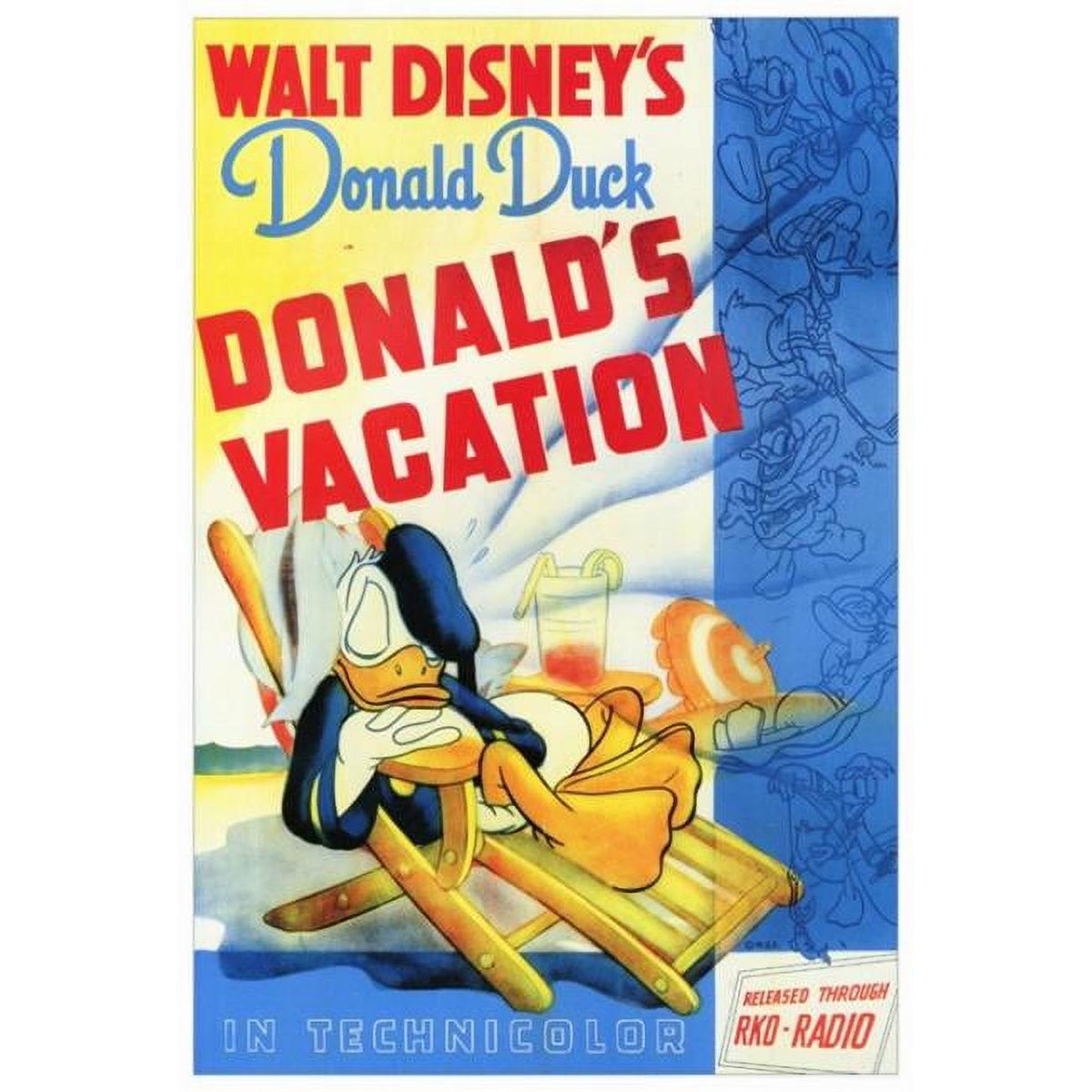 Donald's Vacation Movie Poster Print (27 x 40) showcasing colorful design.