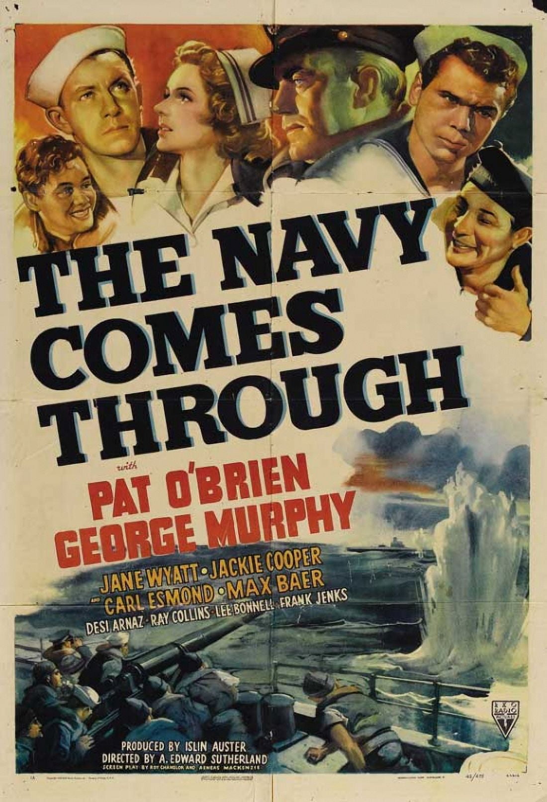 'The Navy Comes Through' movie poster in 11x17 size.
