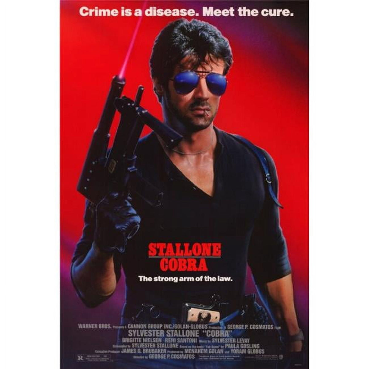 Cobra Movie Poster Print featuring Sylvester Stallone in action.