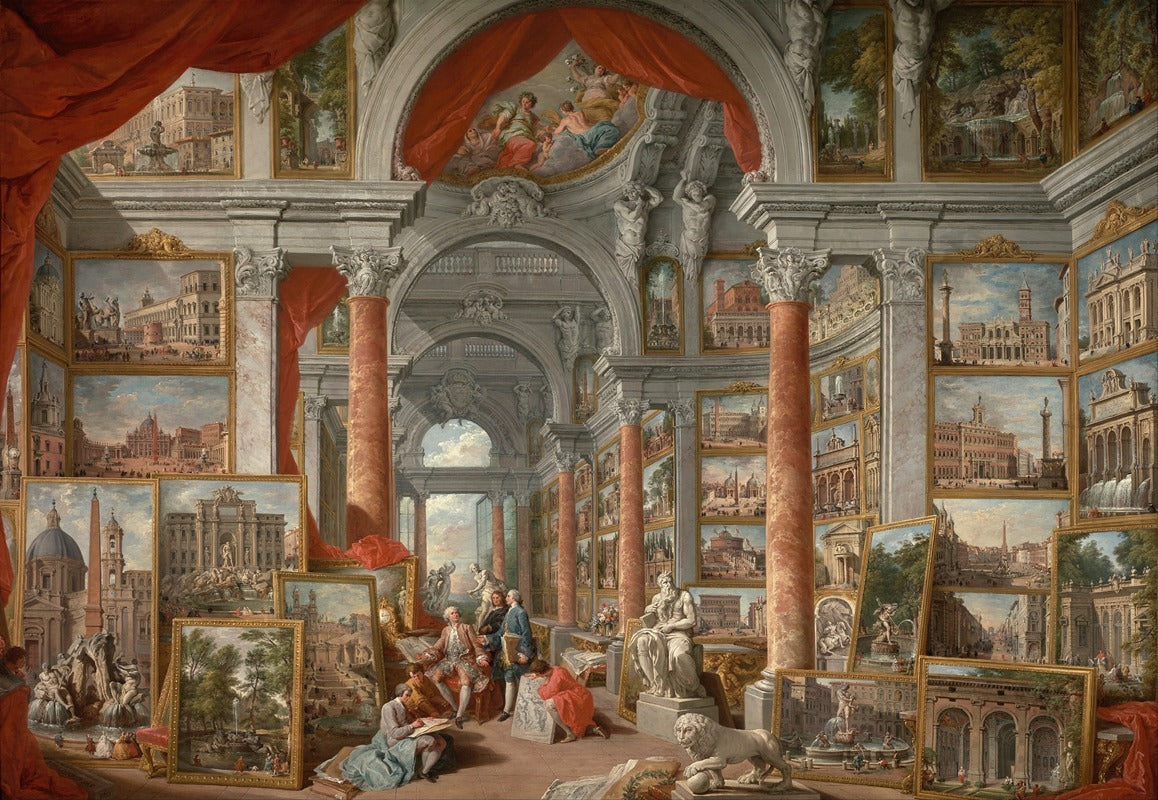 Picture Gallery with Views of Modern Rome Poster Print by Giovanni Paolo Panini