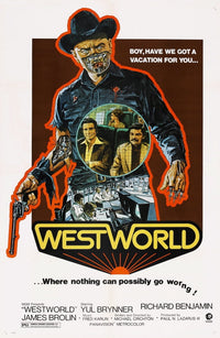 Westworld Yul Brynner movie masterprint poster, featuring James Brolin and Richard Benjamin.