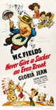 Never Give A Sucker An Even Break movie poster print featuring W.C. Fields and Gloria Jean.