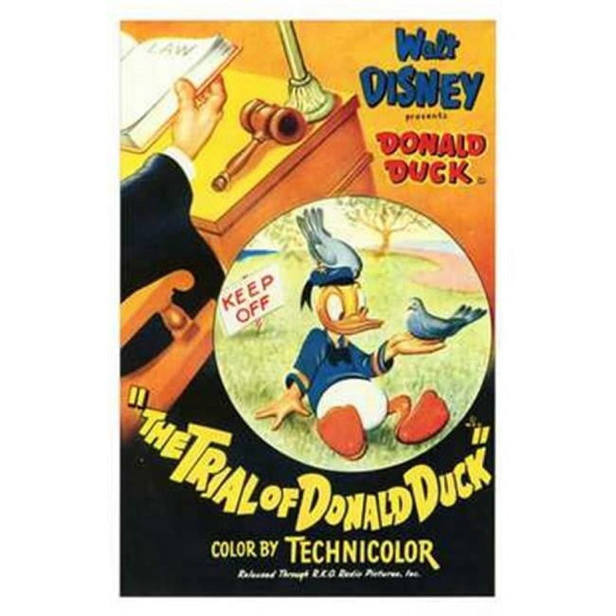 Trial of Donald Duck Movie Poster 11x17 print featuring Donald Duck in a courtroom scene.