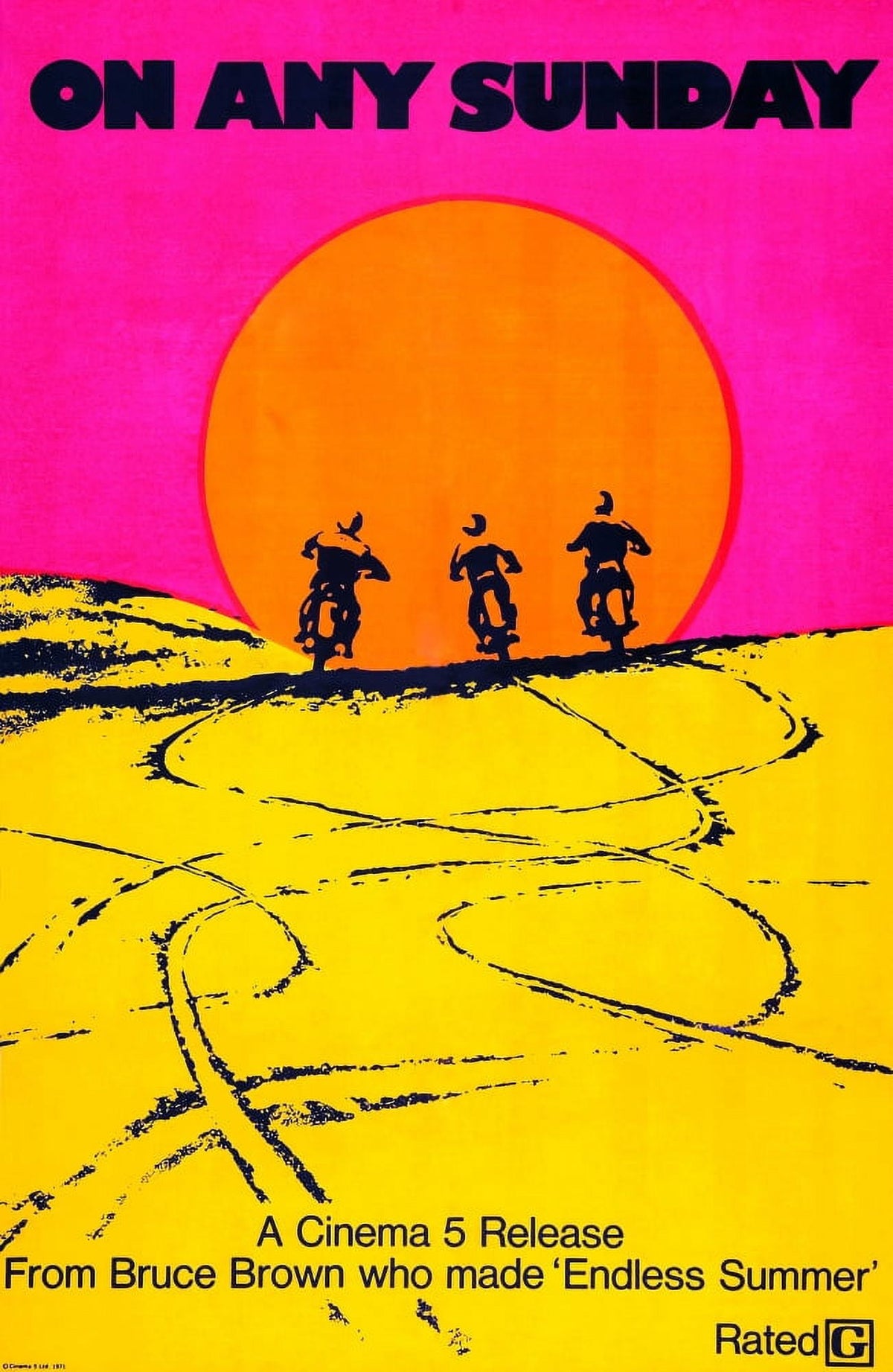 On Any Sunday 1971 movie poster art print showcasing motorcycle racing.