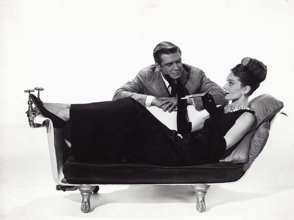 Audrey Hepburn and George Peppard in Breakfast at Tiffany's classic photo print.
