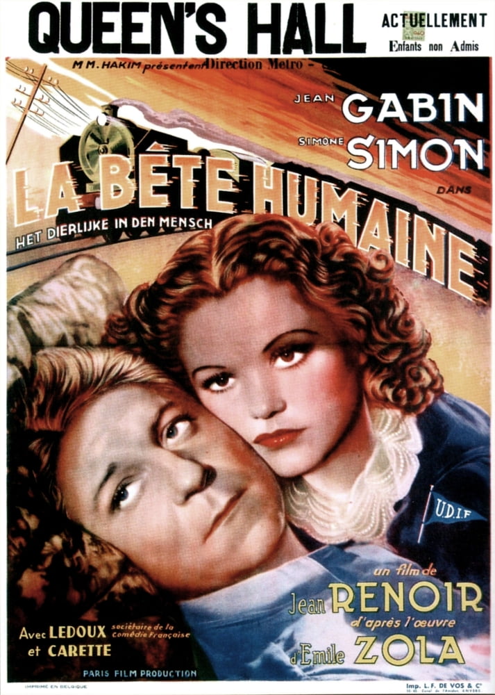 La Bete Humaine movie masterprint poster featuring Jean Gabin, 1938.