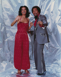 Marilyn McCoo standing in dress photo print