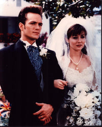 90210 Wedding Photo Print featuring Luke Perry and Shannen Doherty in wedding costumes.