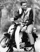 Marvin Gaye sitting on a scooter photo print