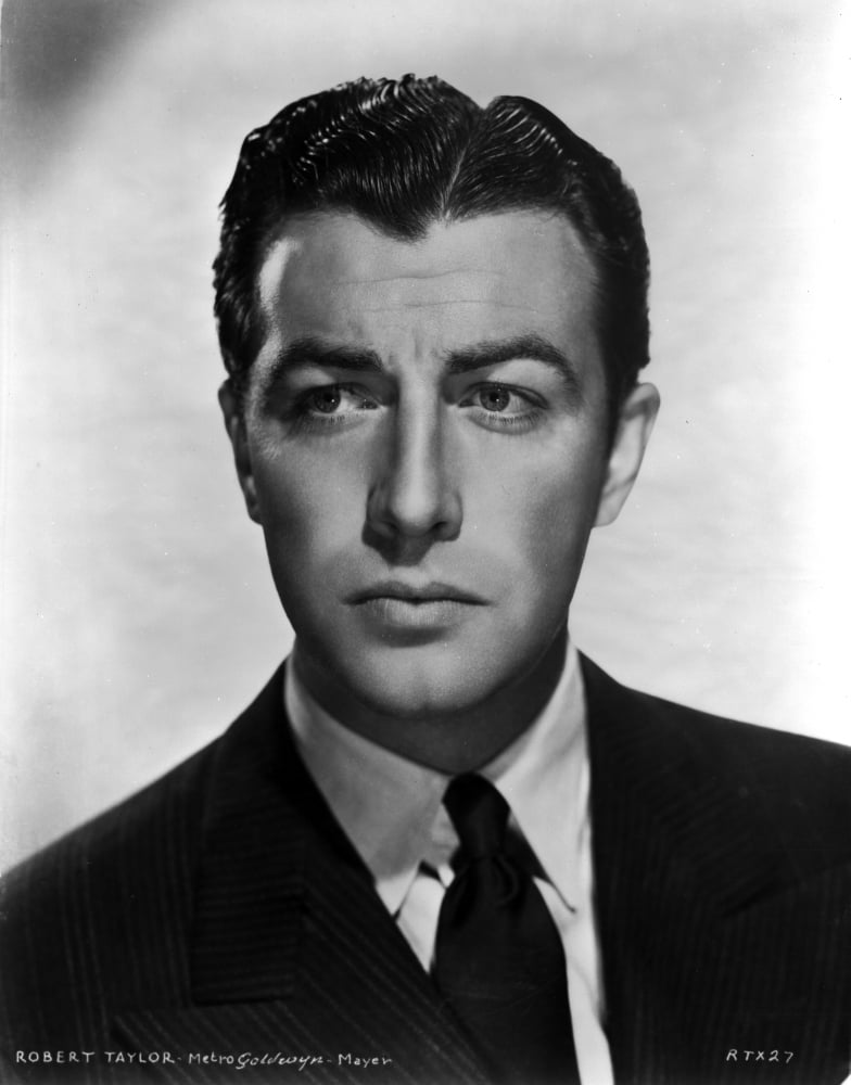 Robert Taylor posed with a horse photo print, classic film art.