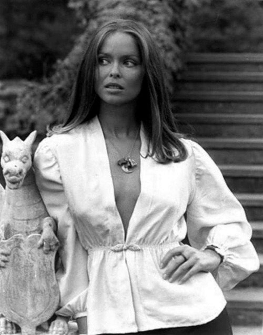Barbara Bach statue photo print showcasing intricate details and vibrant colors.