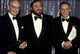 Frank Sinatra, Luciano Pavarotti, and Laurance Rockefeller at an event photo print.