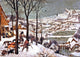 Hunters in the Snow art print by Pieter Bruegel The Elder showcasing a winter landscape.