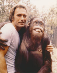 Clint Eastwood photo print featuring a monkey, available in multiple sizes.