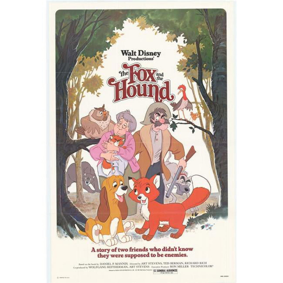 The Fox and the Hound Movie Poster Print showcasing the bond between Tod and Copper.