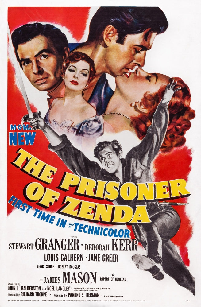 The Prisoner of Zenda Movie Masterprint Poster featuring James Mason, Jane Greer, Stewart Granger, and Deborah Kerr