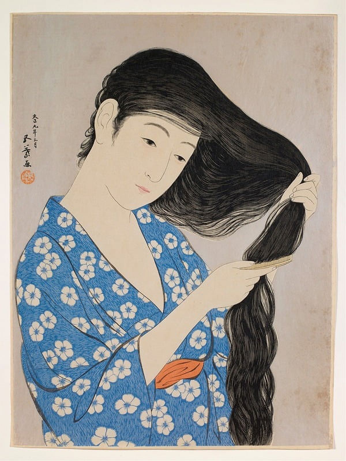 Woman Combing Her Hair Fine Art Print by Hashiguchi Goyō, 1920