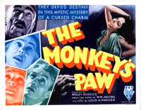 The Monkey's Paw 1933 movie masterprint poster featuring classic horror film cast.