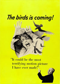 The Birds movie poster featuring Tippi Hedren and Alfred Hitchcock, 1963 masterprint.
