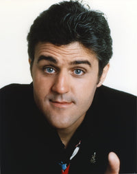 Jay Leno portrait photo print in black polo shirt, available in multiple sizes.