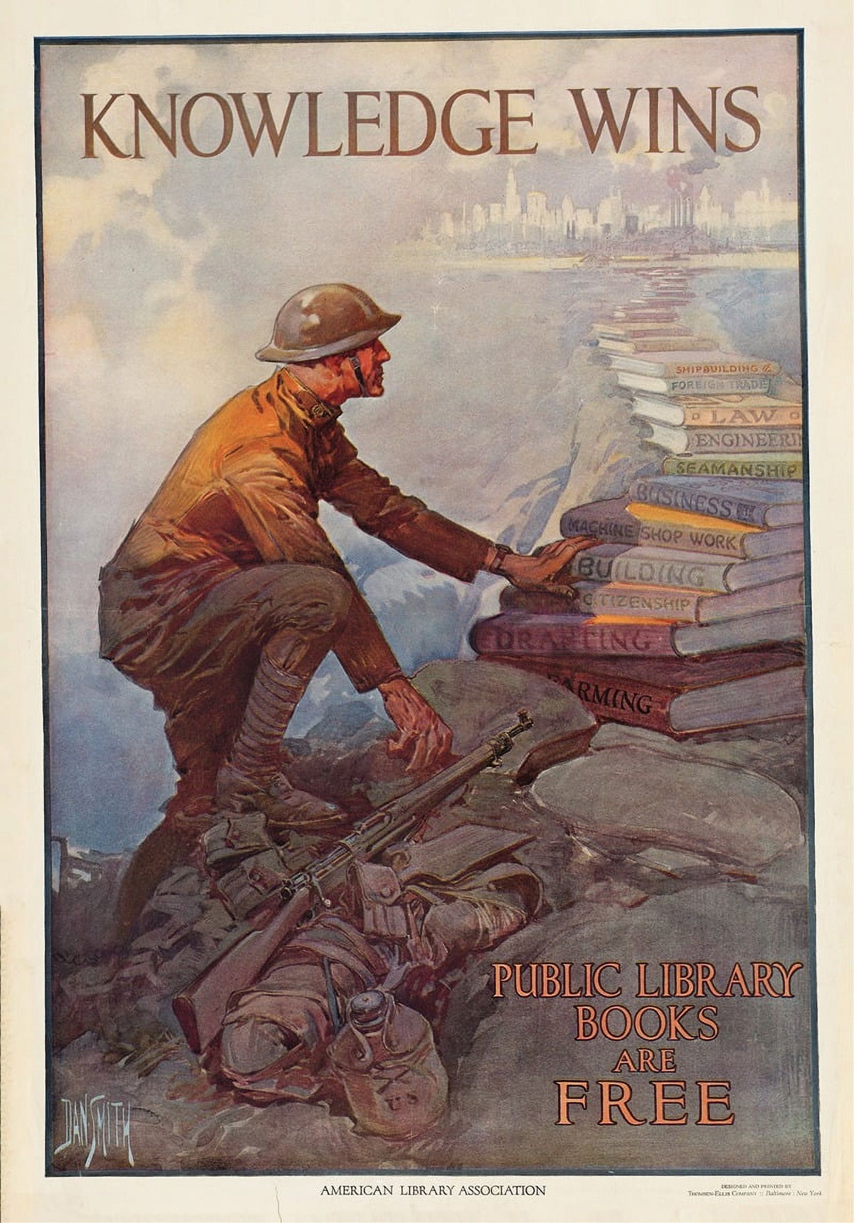 Knowledge Wins 1918 poster print by Dan Smith, available in multiple sizes.